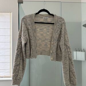 Emory Park Cozy Beige Knit Cardigan Sweater and Tube Top